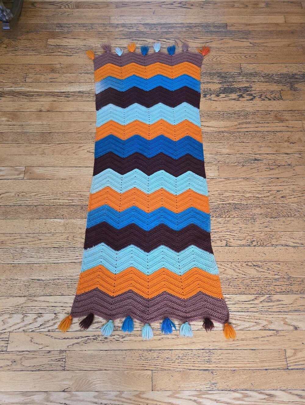 Retro Handmade Crocheted Afghan Blanket